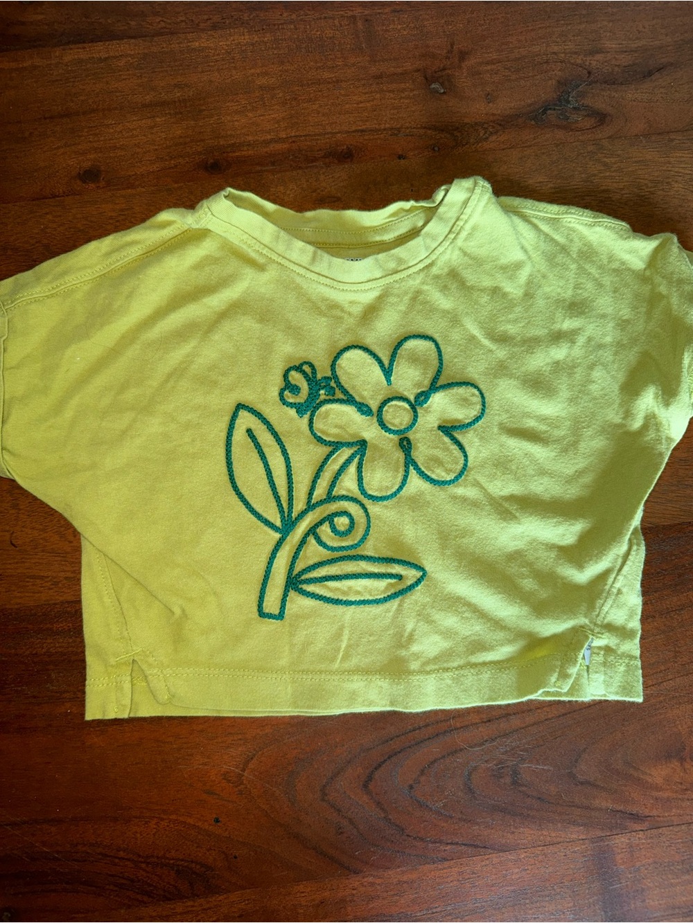 Kids Lime Green Flower Graphic Crop Tee
